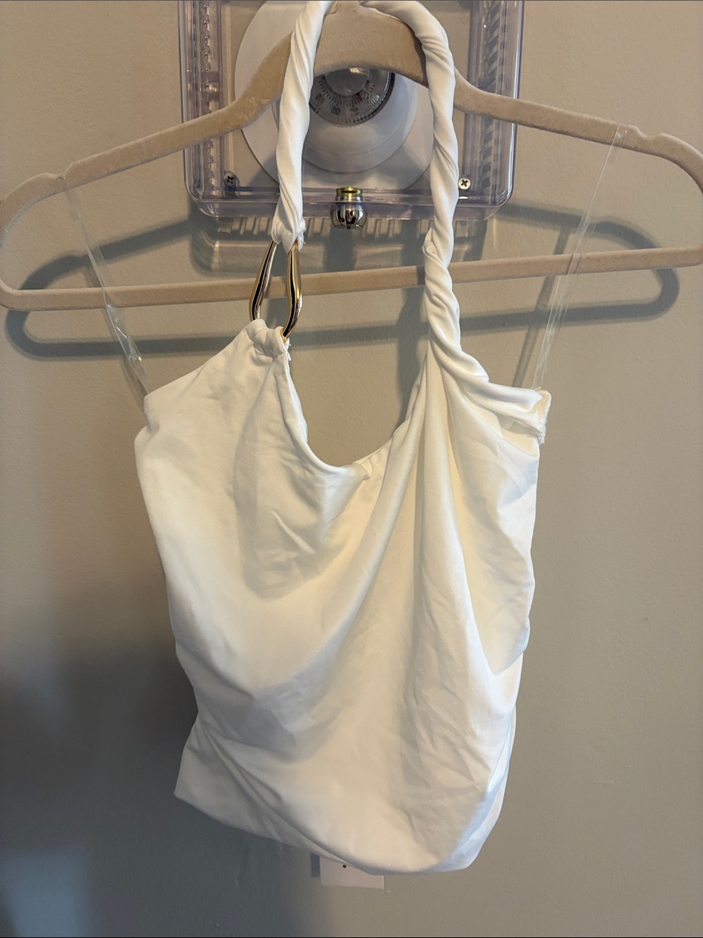 NWT SNDYS White Twisted Open Back Halter Top